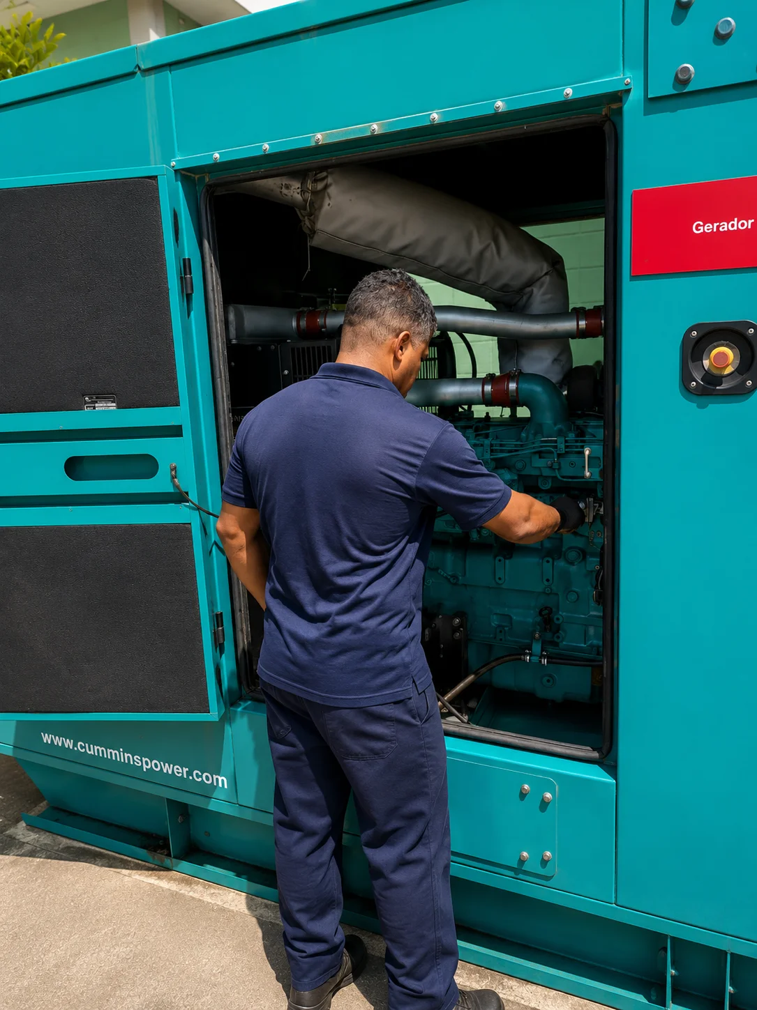 Manutenção em motor de gerador Cummins